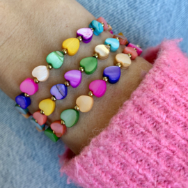 BRACELET | PEARL HEARTS MULTICOLOR | RVS SILVER/GOLD