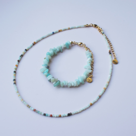 BRACELET | CHIP STONES AVENTURINE | RVS SILVER/GOLD