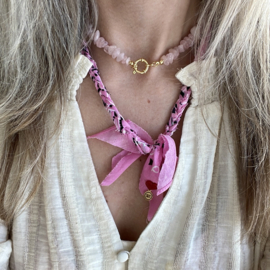 NECKLACE | CHIP STONES ROSE QUARTZ | RVS SILVER/GOLD