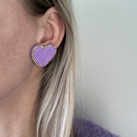 EARSTUD | SPARKLE BEADS HEART | LILA