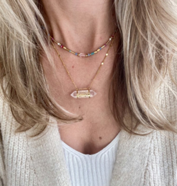 STONE NECKLACE | TURQUOISE/ OFF WHITE | RVS GOLD