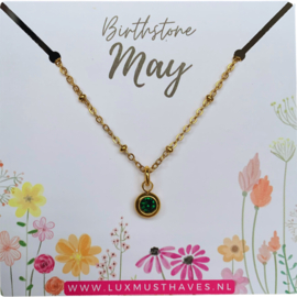 BIRTHSTONE NECKLACE | MAY | RVS SILVER/GOLD