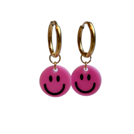 EARRINGS | SMILEY PINK | RVS SILVER/GOLD
