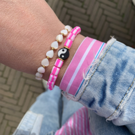 RUBBER BEADS BRACELET | PINK | YIN YANG