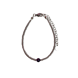 BRACELET | AMETHYST | RVS BEADS SILVER/GOLD