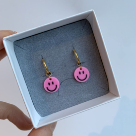 EARRINGS | SMILEY PINK | RVS SILVER/GOLD