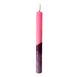 LED-CANDLE | PINK/LILAC GLITTER | 1PCS