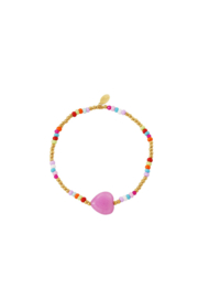 BRACELET | MULTICOLOR BEADS HEART | RVS GOLD