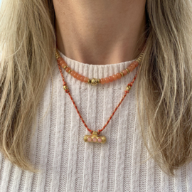 ORANGE BEADS NECKLACE | RVS GOLD