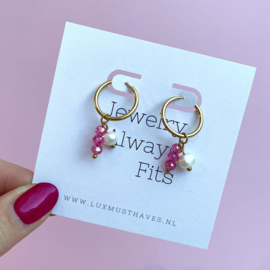 EARRINGS | PINK/PEARL | RVS SILVER/GOLD