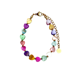 BRACELET | PEARL HEARTS MULTICOLOR | RVS SILVER/GOLD