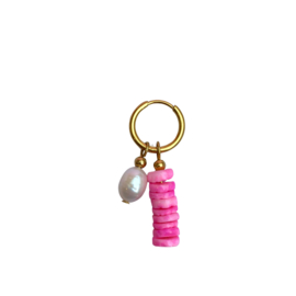 EARRING | ONE PIECE | PINK SHELL/PEARL | RVS SILVER/GOLD
