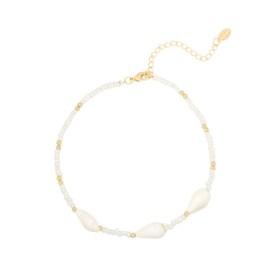 ANKLET | TRUMPET SHELL BEADS | PLATED GOLD