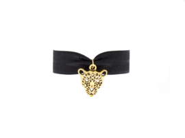 Leopard Bracelet - Black - gold plated