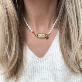 PRAYER BOX NECKLACE | PEARL | RVS GOLD