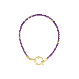 PURPLE/GOLD STONES | BRACELET | RVS GOLD