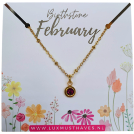 BIRTHSTONE NECKLACE | FEBRUARY | RVS SILVER/GOLD