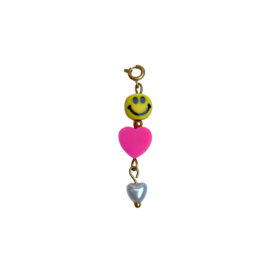 CHARM SMILEY | PINK HEART | RVS SILVER/GOLD