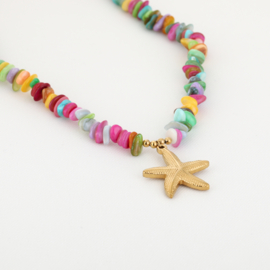 MULTICOLOR STARFISH NECKLACE | GOLD