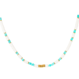 SURF NECKLACE | SHELL | WHITE/ TURQUOISE