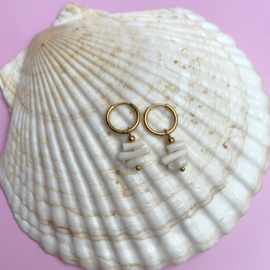 CORAL EARRINGS | OFF WHITE | RVS SILVER/GOLD