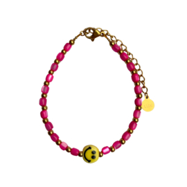 BRACELET | SMILEY PINK | RVS SILVER/GOLD