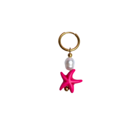 EARRING | ONE PIECE | STARFISH/PEARL | RVS SILVER/GOLD