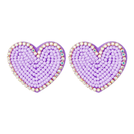 EARSTUD | SPARKLE BEADS HEART | LILA