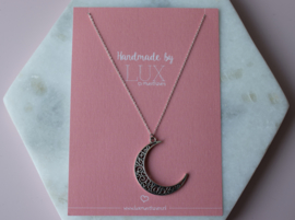 Long Necklace - Moon - silver plated