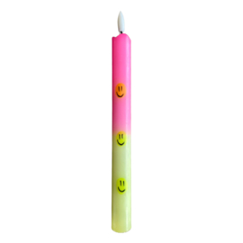 LED-CANDLE | SMILEY PINK/YELLOW | 1PCS