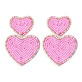 EARCANDY | SPARKLE BEADS HEART | PASTEL PINK