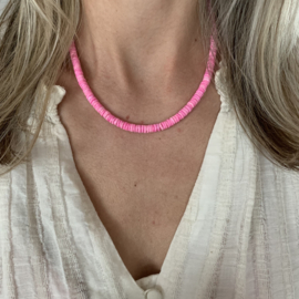 SHELL NECKLACE | PINK |  RVS SILVER/GOLD