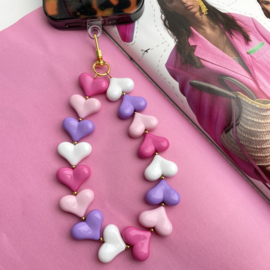 PHONE CORD | BIG HEARTS | PINK/PURPLE/WHITE