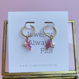 EARRINGS | PINK/PEARL | RVS SILVER/GOLD