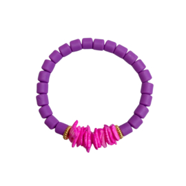 RUBBER BEADS BRACELET | SHELLS PINK