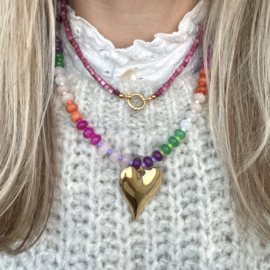 RAINBOW HEART NECKLACE | GOLD