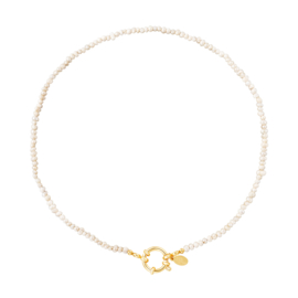 WHITE BEADS NECKLACE | RVS SILVER/ GOLD