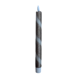 LED-CANDLE | SILVER GLITTER SWIRL | 1PCS