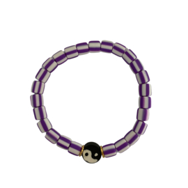 RUBBER BEADS BRACELET | PURPLE | YIN YANG