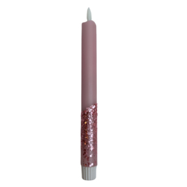 LED-CANDLE | SOFT PINK GLITTER | 1PCS