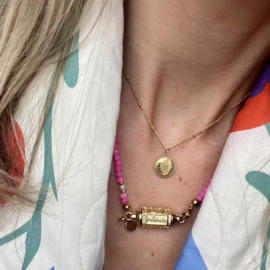 PRAYER BOX BEADS NECKLACE | PINK | RVS GOLD