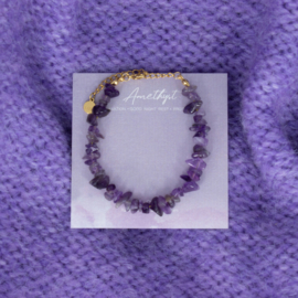 BRACELET | CHIP STONES AMETHYST | RVS SILVER/GOLD