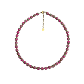 RUBBER BEADS NECKLACE | NEON PINK FLOWER