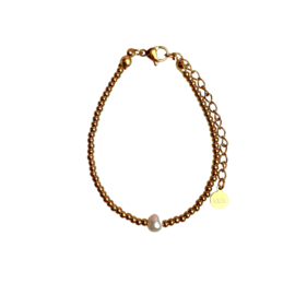 BRACELET | PEARL | RVS BEADS SILVER/GOLD