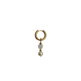 EARRING | ONE PIECE | PEARL/HEART | RVS SILVER/GOLD