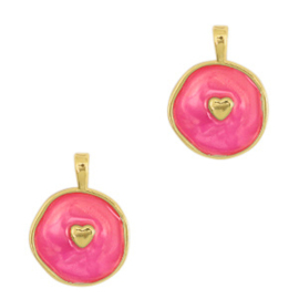 CHARM PINK HEART | GOLD PLATED