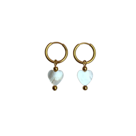 EARRINGS HEART | PEARL | RVS SILVER/GOLD