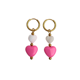 EARRINGS HEARTS | PINK | RVS SILVER/GOLD