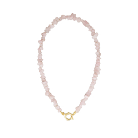 NECKLACE | CHIP STONES ROSE QUARTZ | RVS SILVER/GOLD