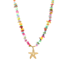 MULTICOLOR STARFISH NECKLACE | GOLD